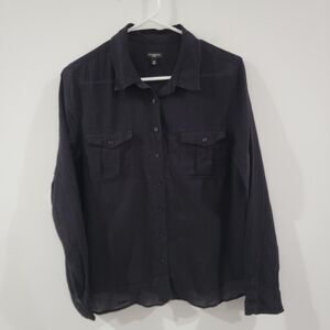 Talbots Classic Black Button Up Blouse NWOT Size 16P Classic